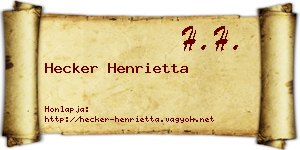 Hecker Henrietta névjegykártya